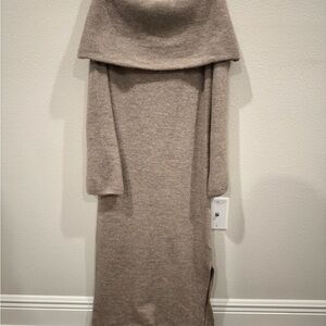 H&M Off-Shoulder Sweater Dress in Beige